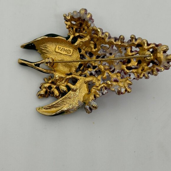 Vintage Museum Of Fine Arts Lilac Brooch Enamel Flower Gold-tone MFA - Picture 5 of 16